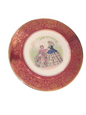 Century By Salem 22K Gold Trim Decorative Plate With Victorian Ladies Design 10"